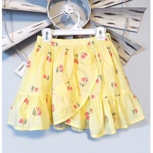 NWT Gap Kids Girls 12 (XL) Yellow Cherry Print Tiered Ruffle Skort Skirt